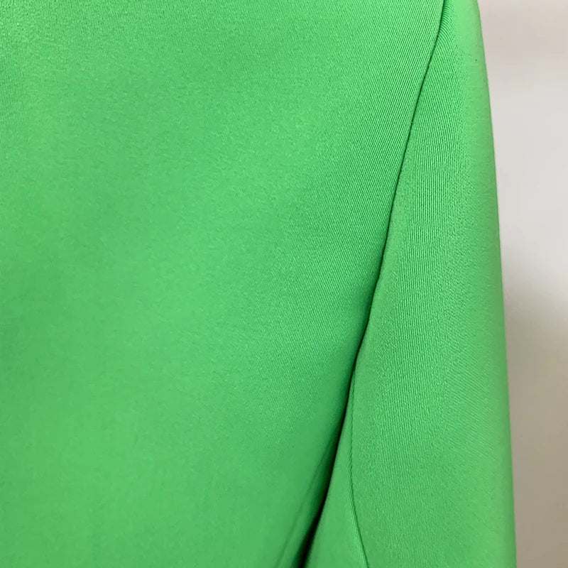 HIGH QUALITY 2024 New Baroque Designer Blazer Women's Lion Buttons Double Breasted Classic Slim Fit Blazer Jacket Apple Green
