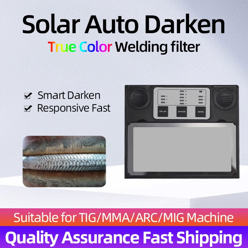 Smart solar lithium battery automatically darkens TIG MIG MMA MAG True color welding mask/welder helmet and PC protection sheet