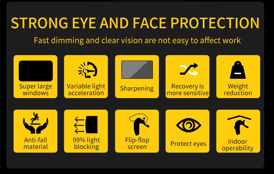 Smart solar lithium battery automatically darkens TIG MIG MMA MAG True color welding mask/welder helmet and PC protection sheet