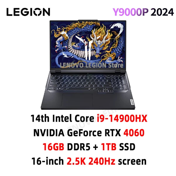 Lenovo Legion Y9000P Gaming E-Sports Laptop 2024 RTX 4060 Intel i9-14900HX 16" 16/32/64G RAM 1/2T SSD 2.5K 240Hz Notebook PC