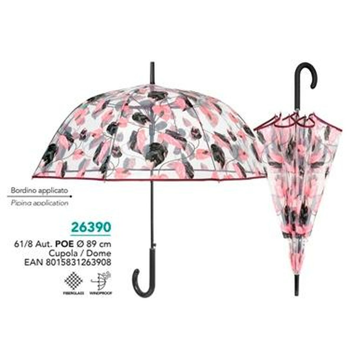 Perletti Umbrella Perletti Pink Transparent Microfibre Ø 89 Cm Sheets