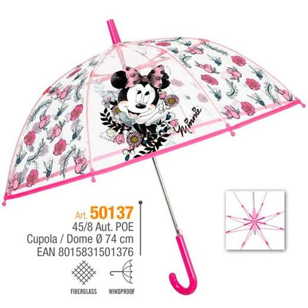 Minnie Mouse Umbrella Minnie Mouse Perletti Fibreglass 74 Cm Children's