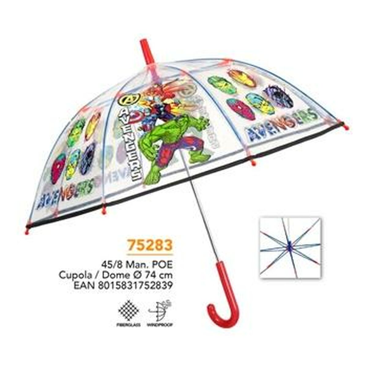 The Avengers Umbrella The Avengers Perletti Transparent Fibreglass 74 Cm Children's