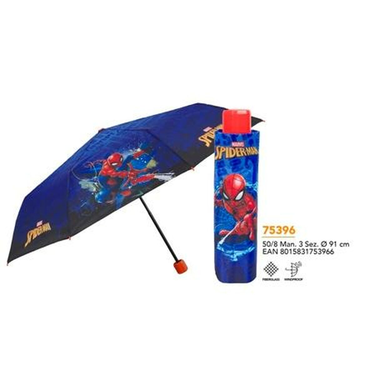 Spider-Man Foldable Umbrella Spider-Man Perletti Blue Ø 91 Cm Children's