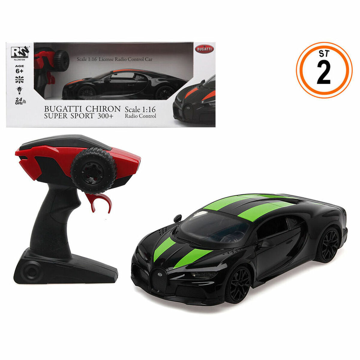 Bigbuy Kids Remote-Controlled Car Bugatti Black Green 1:16