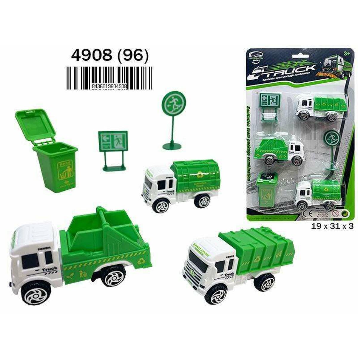 Bigbuy Fun Vehicle Playset Garbage Truck 6 Pieces