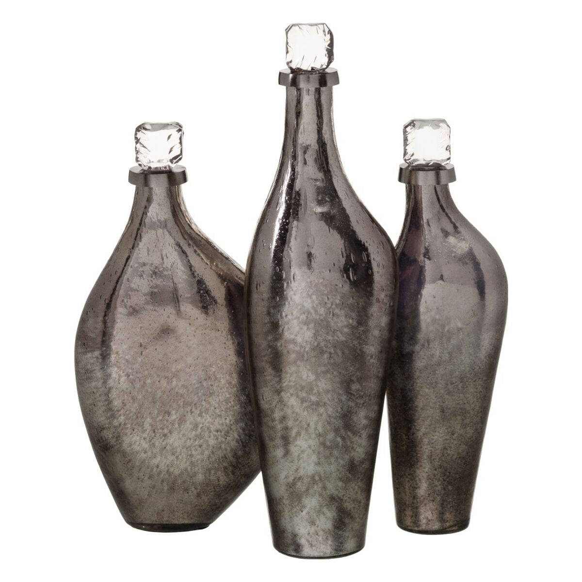 Bigbuy Home Bottle Silver Aluminium Crystal 15 X 13 X 54 Cm Decorative