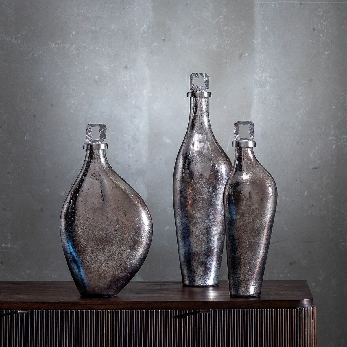 Bigbuy Home Bottle Silver Aluminium Crystal 15 X 13 X 54 Cm Decorative