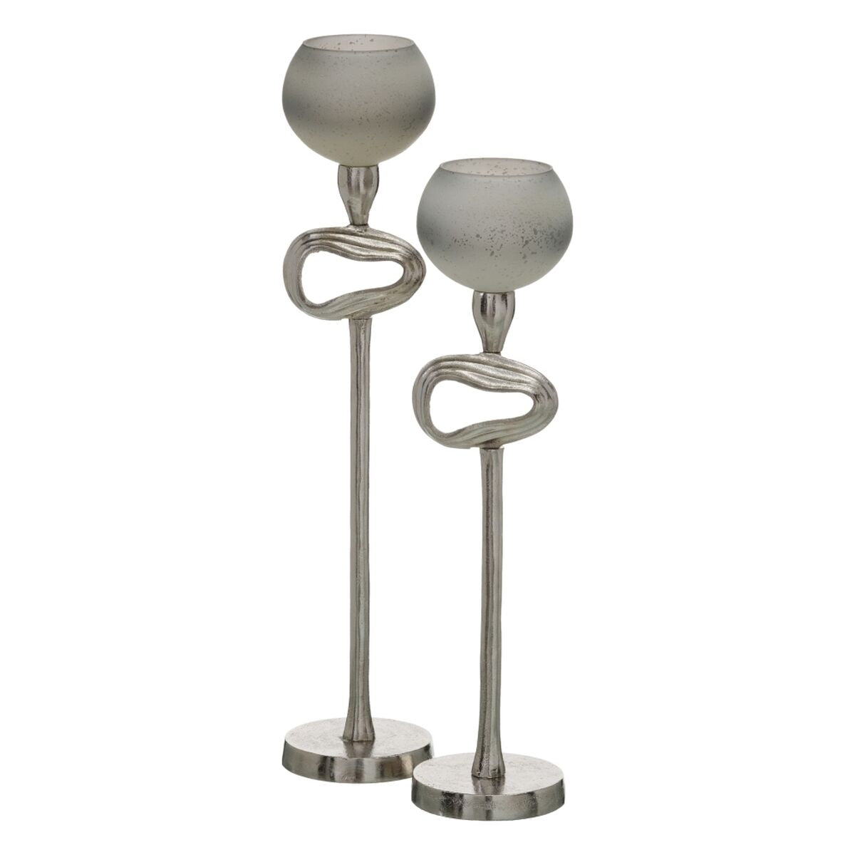 Bigbuy Home Candleholder Grey Silver Aluminium Crystal 11 X 11 X 48 Cm