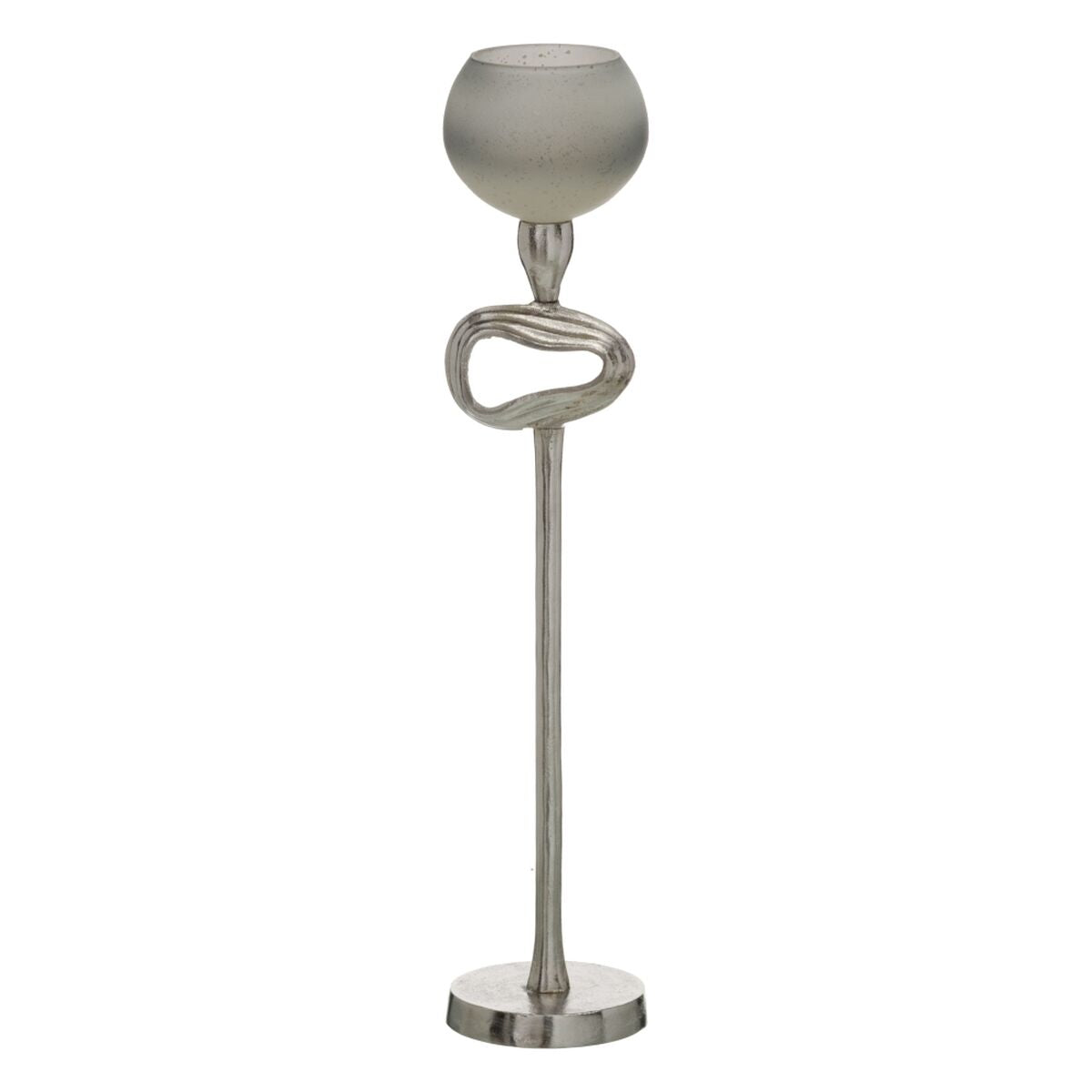 Bigbuy Home Candleholder Grey Silver Aluminium Crystal 11 X 11 X 56 Cm