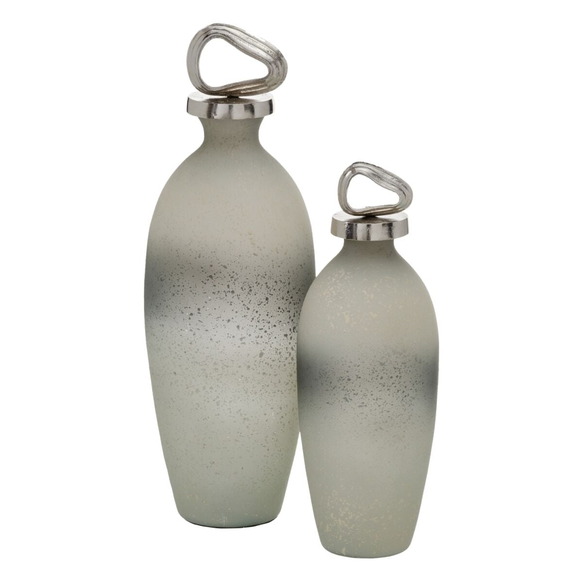 Bigbuy Home Bottle Grey Silver Aluminium Crystal 12 X 12 X 36 Cm Decorative