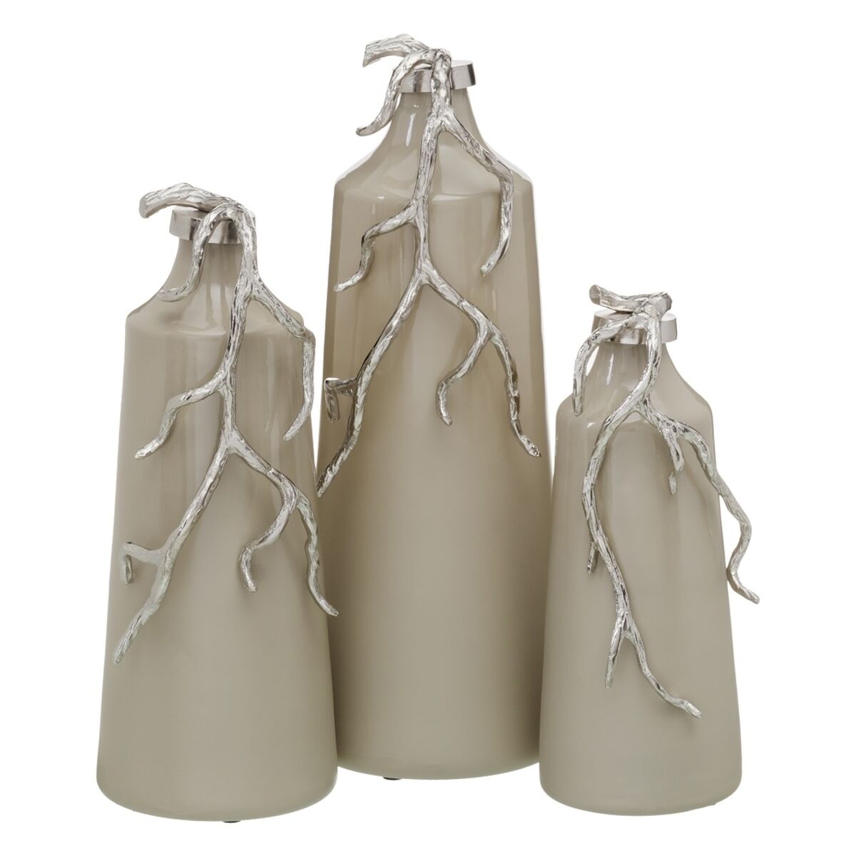 Bigbuy Home Bottle Beige Silver Aluminium Crystal 15 X 11 X 37 Cm Decorative