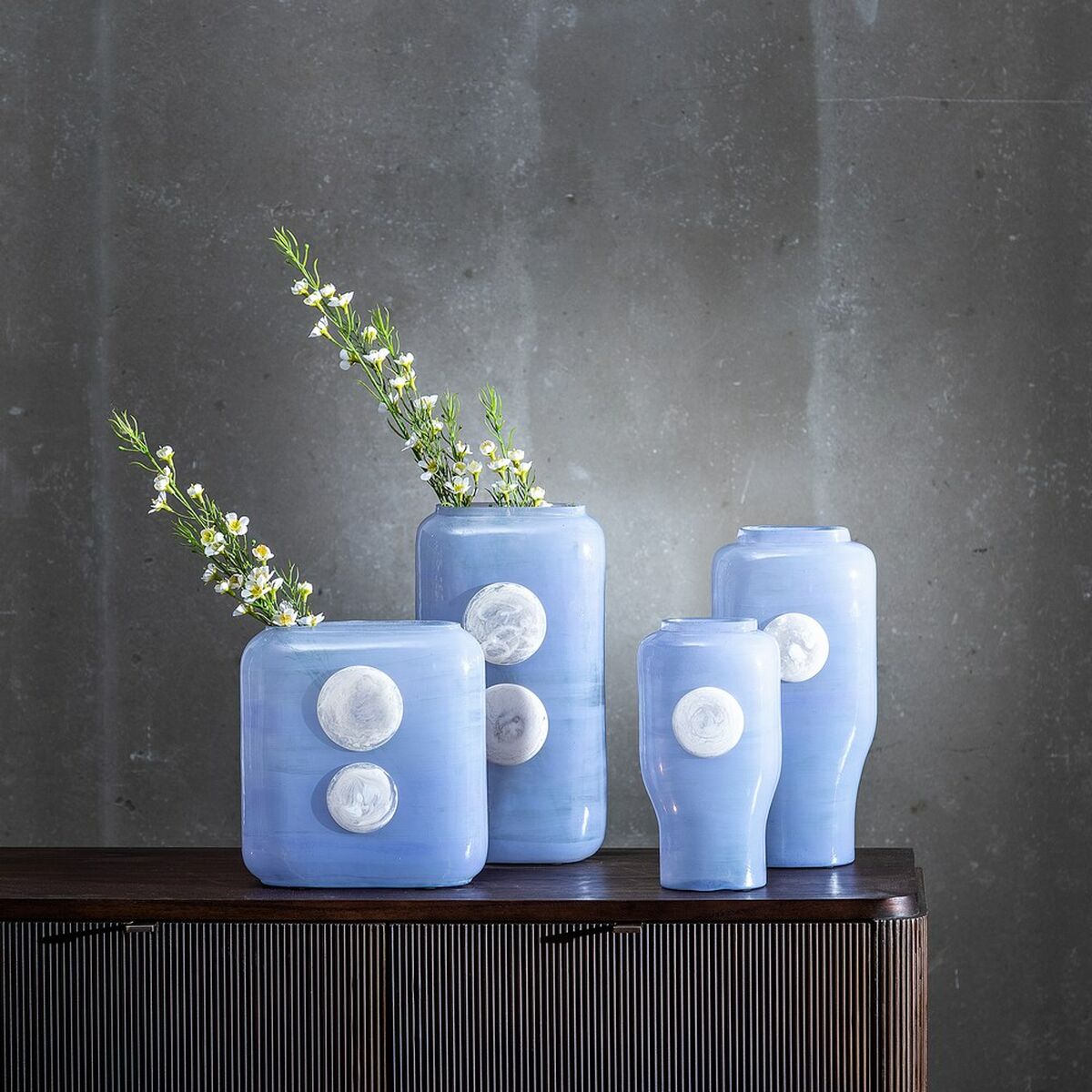 Bigbuy Home Vase Blue White Resin Crystal 15 X 9 X 31 Cm