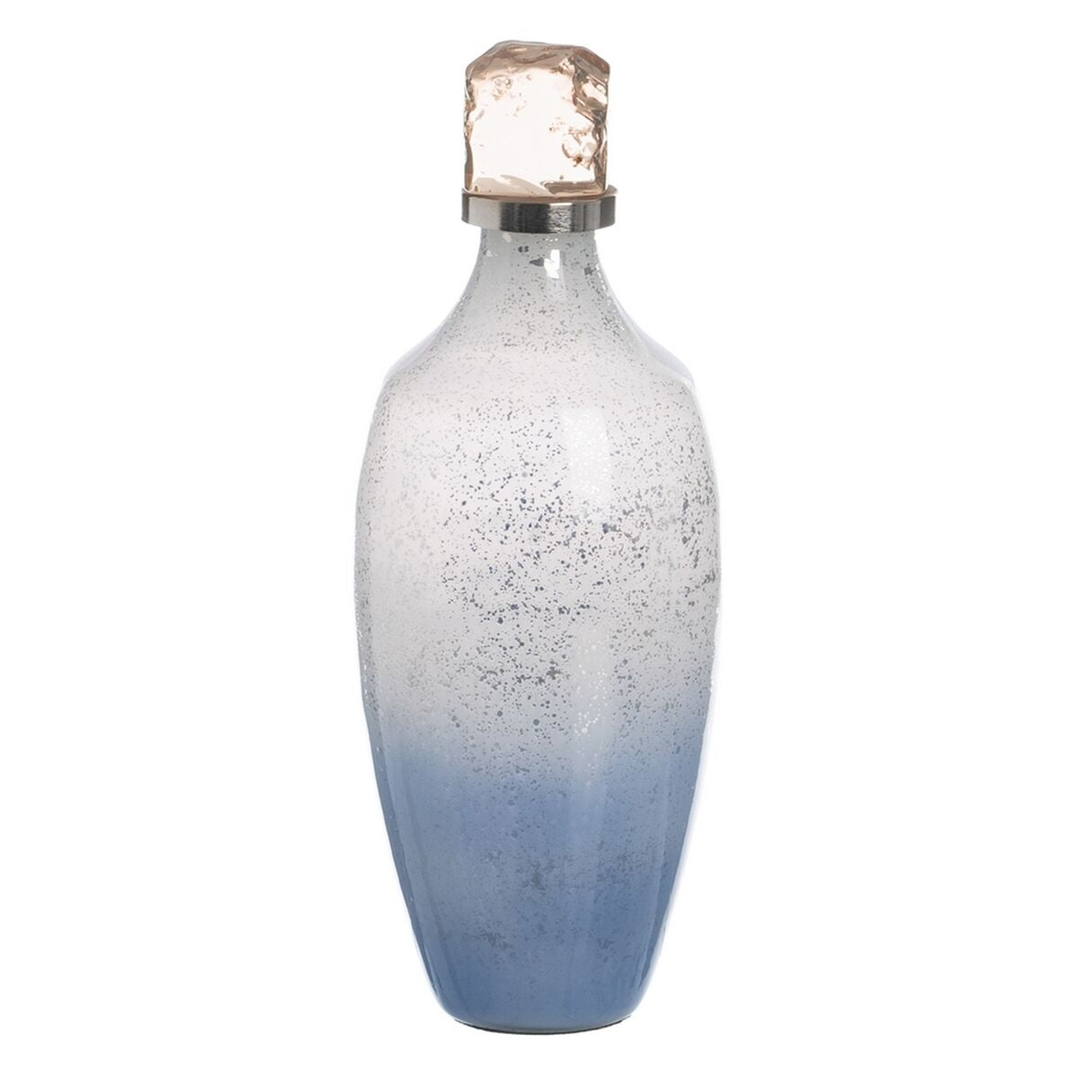 Bigbuy Home Bottle Blue Silver Resin Crystal 12 X 12 X 33 Cm Decorative