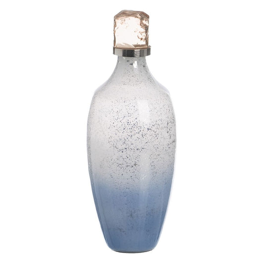 Bigbuy Home Bottle Blue Silver Resin Crystal 12 X 12 X 33 Cm Decorative