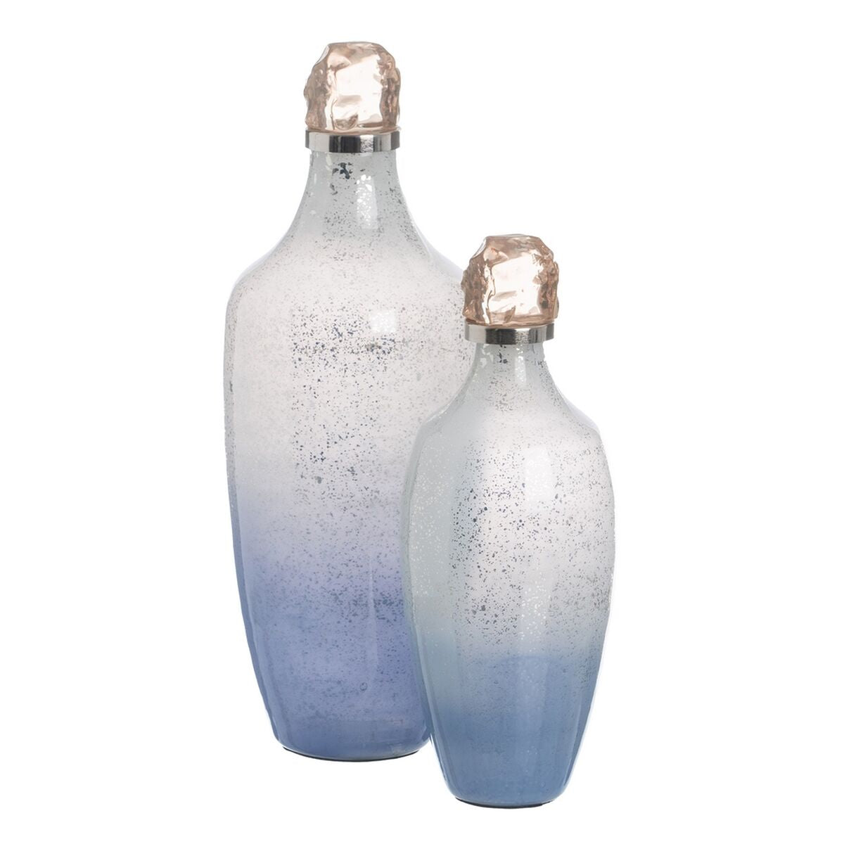 Bigbuy Home Bottle Blue Silver Resin Crystal 12 X 12 X 33 Cm Decorative