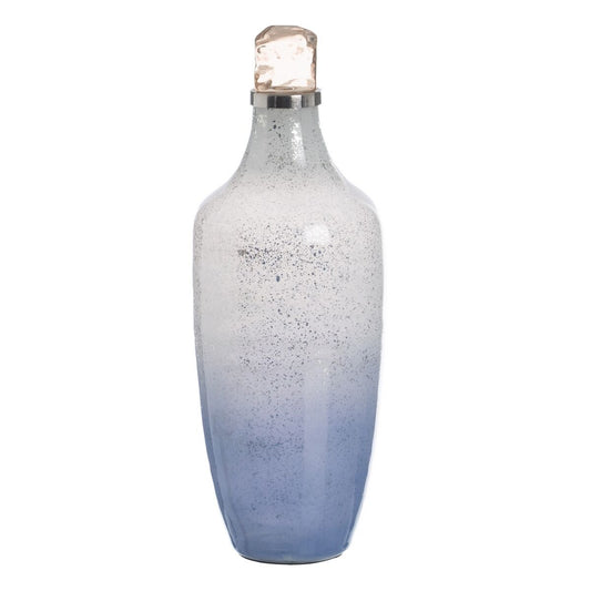 Bigbuy Home Bottle Blue Silver Resin Crystal 16 X 16 X 44 Cm Decorative