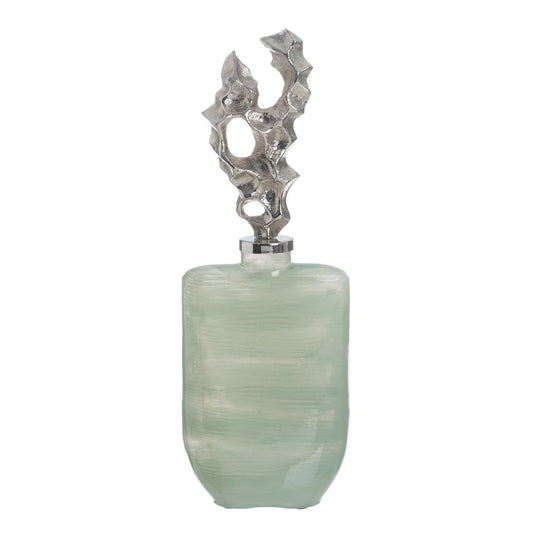 Bigbuy Home Bottle Green Silver Aluminium Crystal 16 X 10 X 46 Cm Decorative