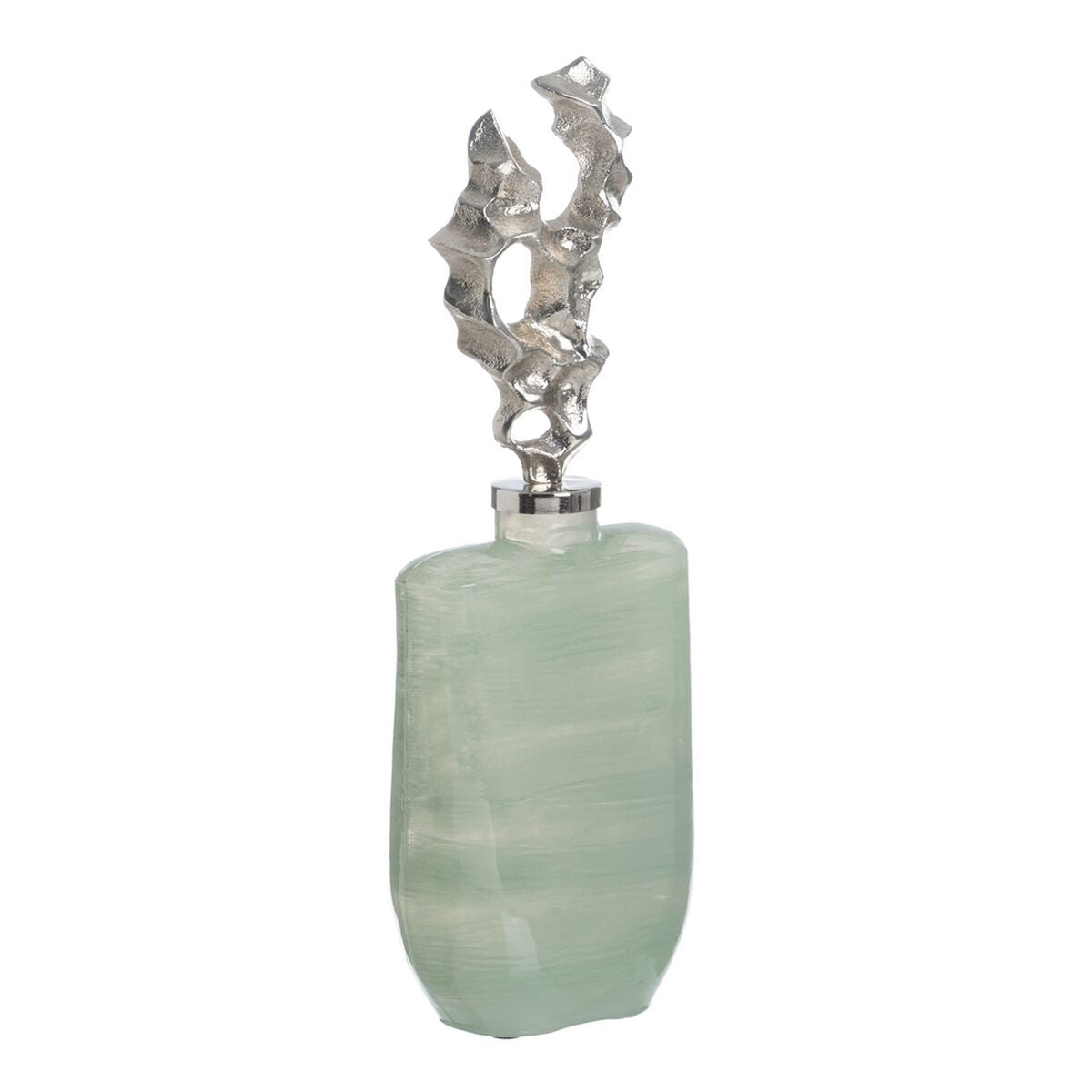 Bigbuy Home Bottle Green Silver Aluminium Crystal 16 X 10 X 46 Cm Decorative