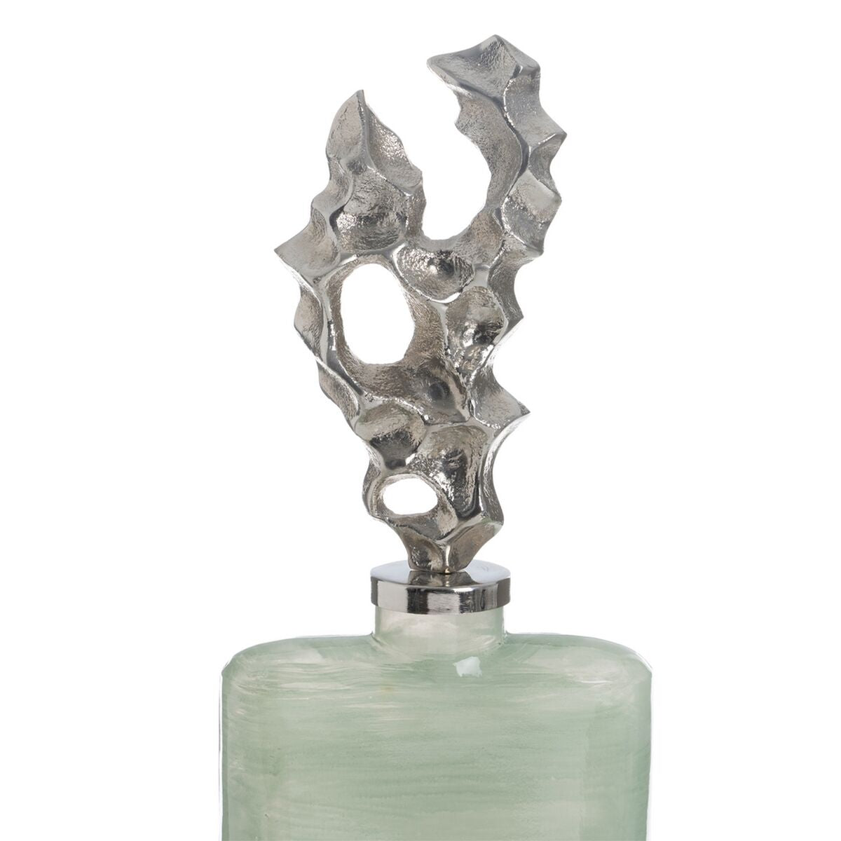 Bigbuy Home Bottle Green Silver Aluminium Crystal 16 X 10 X 46 Cm Decorative