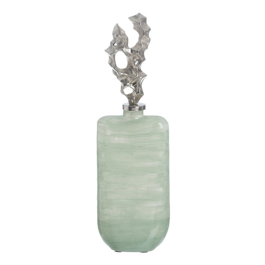 Bigbuy Home Bottle Green Silver Aluminium Crystal 16 X 9 X 54 Cm Decorative