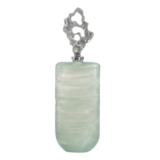 Bigbuy Home Bottle Green Silver Aluminium Crystal 19 X 13 X 62 Cm Decorative