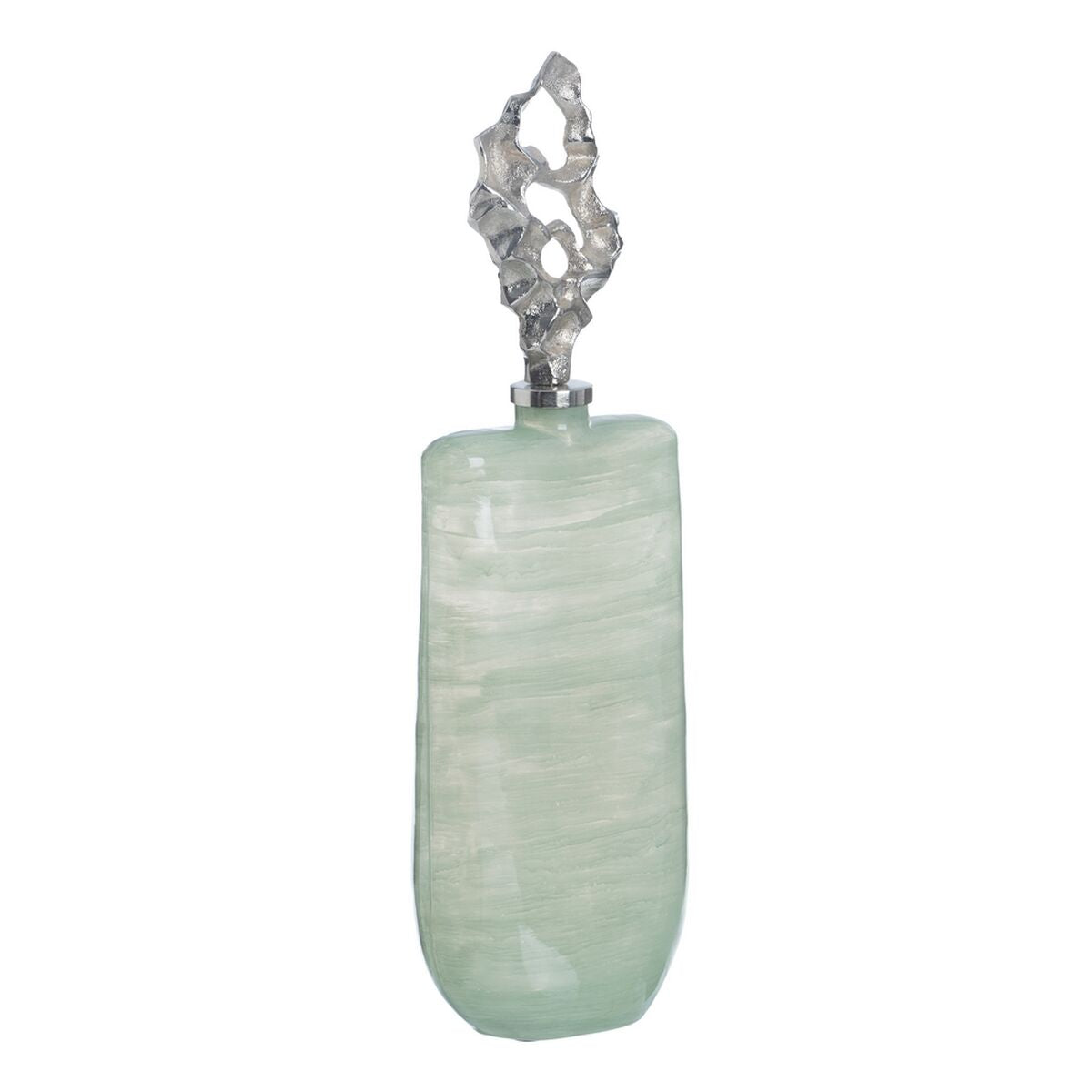 Bigbuy Home Bottle Green Silver Aluminium Crystal 19 X 13 X 62 Cm Decorative