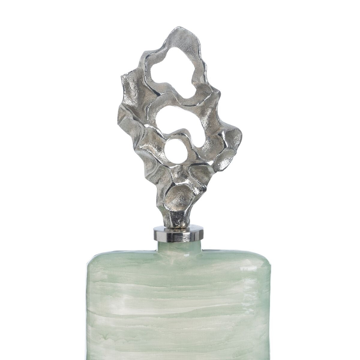 Bigbuy Home Bottle Green Silver Aluminium Crystal 19 X 13 X 62 Cm Decorative