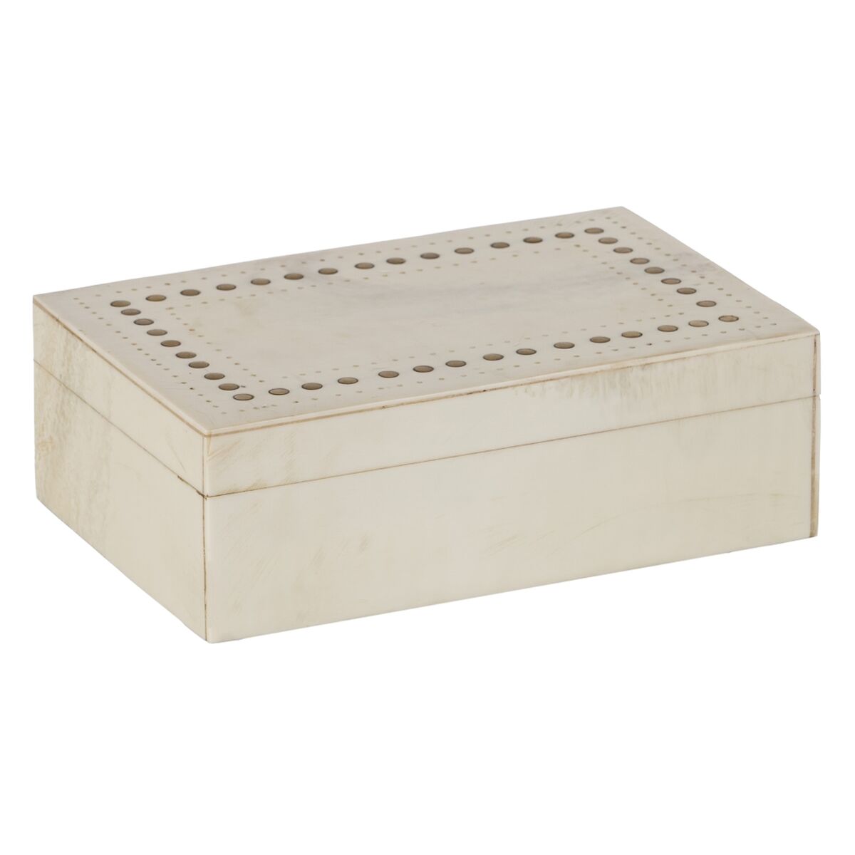 Bigbuy Home Decorative Box Cream Golden Resin Copper 23 X 15 X 8 Cm