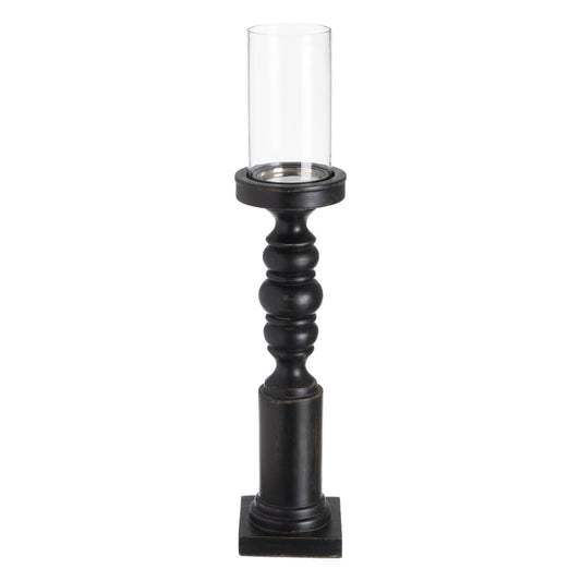 Bigbuy Home Candleholder Black Wood Crystal 12 X 12 X 62 Cm