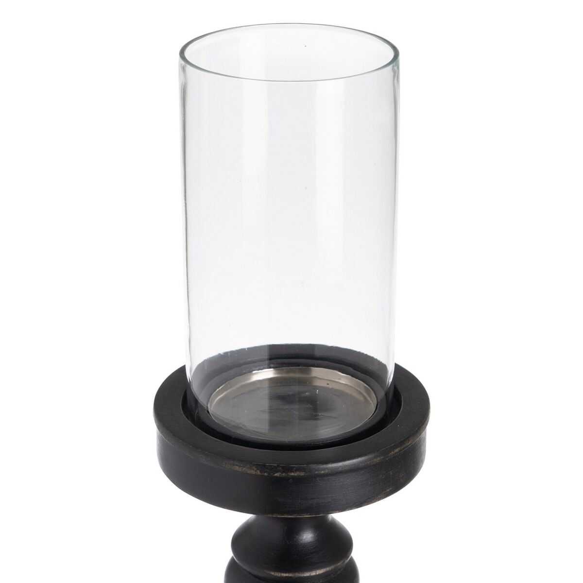 Bigbuy Home Candleholder Black Wood Crystal 12 X 12 X 62 Cm