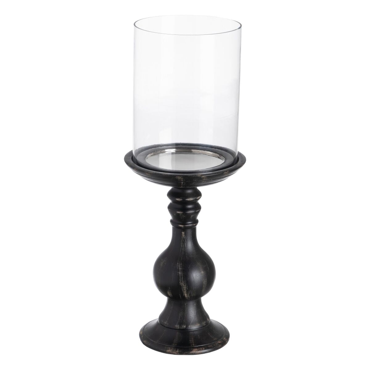 Bigbuy Home Candleholder Black Wood Crystal 20 X 20 X 53 Cm