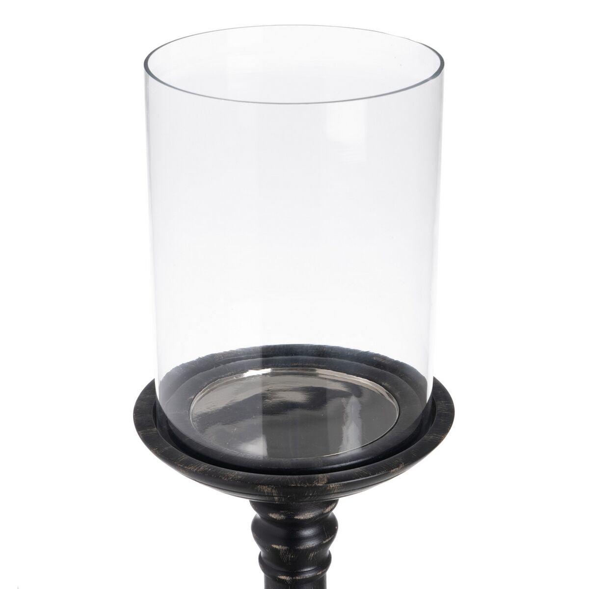 Bigbuy Home Candleholder Black Wood Crystal 20 X 20 X 53 Cm