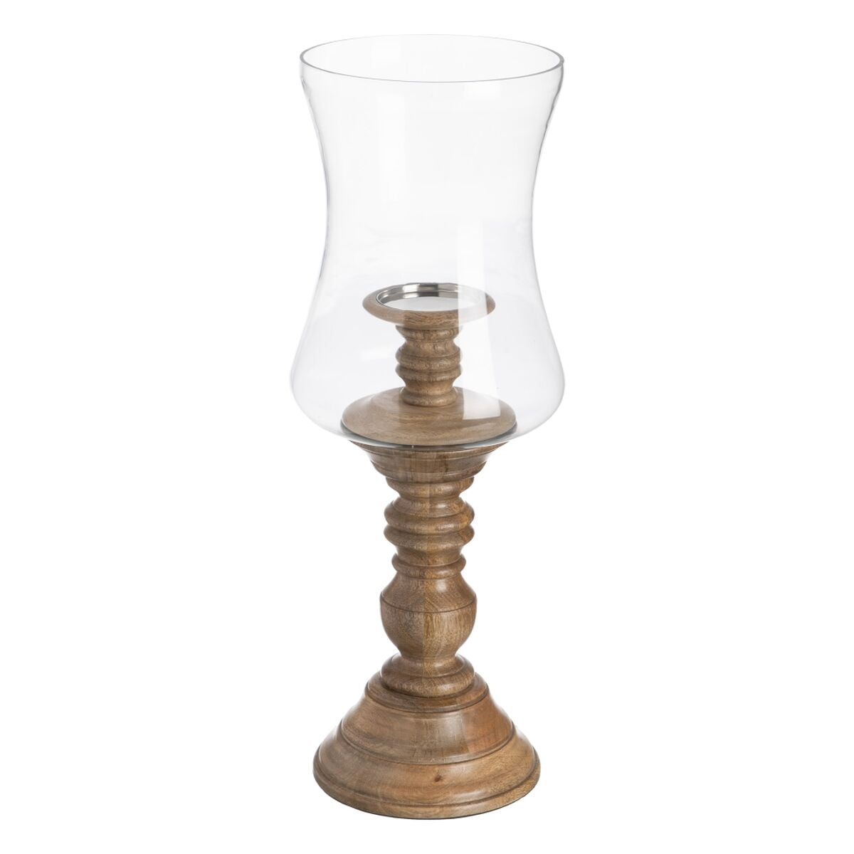 Bigbuy Home Candleholder Natural Wood Crystal 20 X 20 X 57 Cm