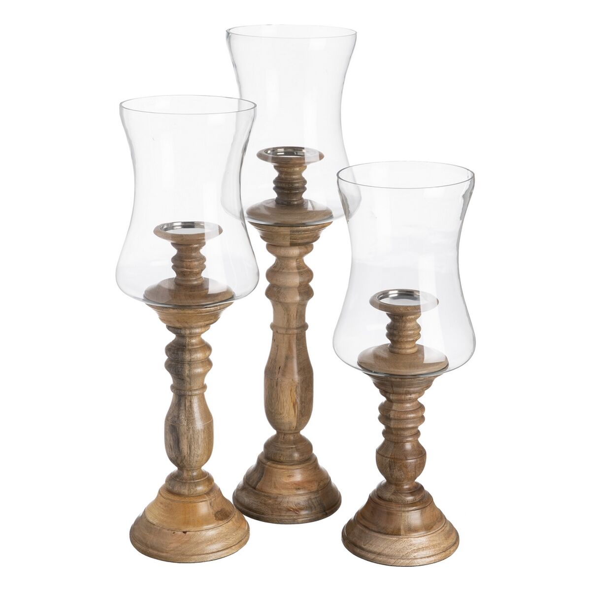 Bigbuy Home Candleholder Natural Wood Crystal 20 X 20 X 57 Cm