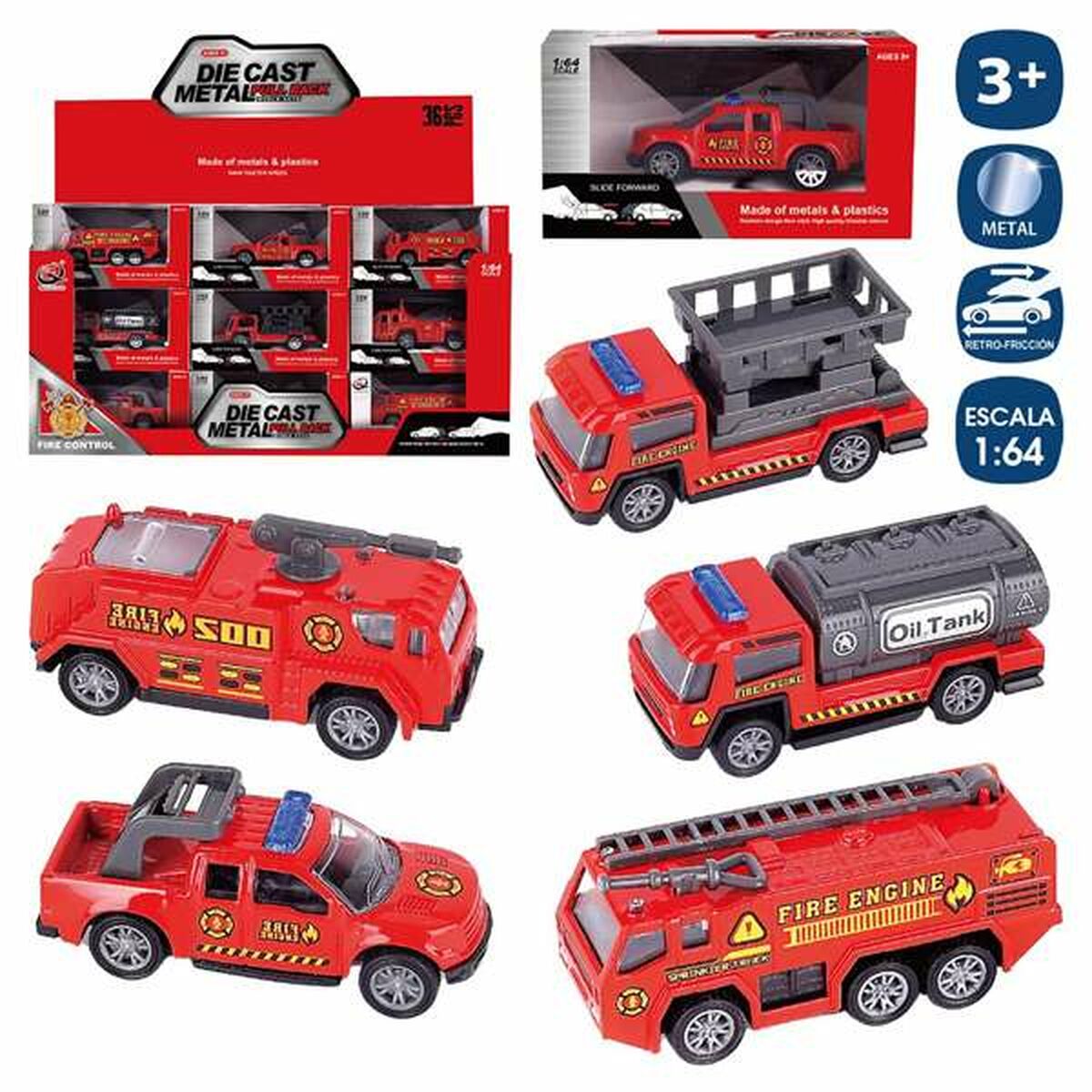 Juinsa Vehicle Juinsa 8 Cm Metal 1:64 Friction Fireman