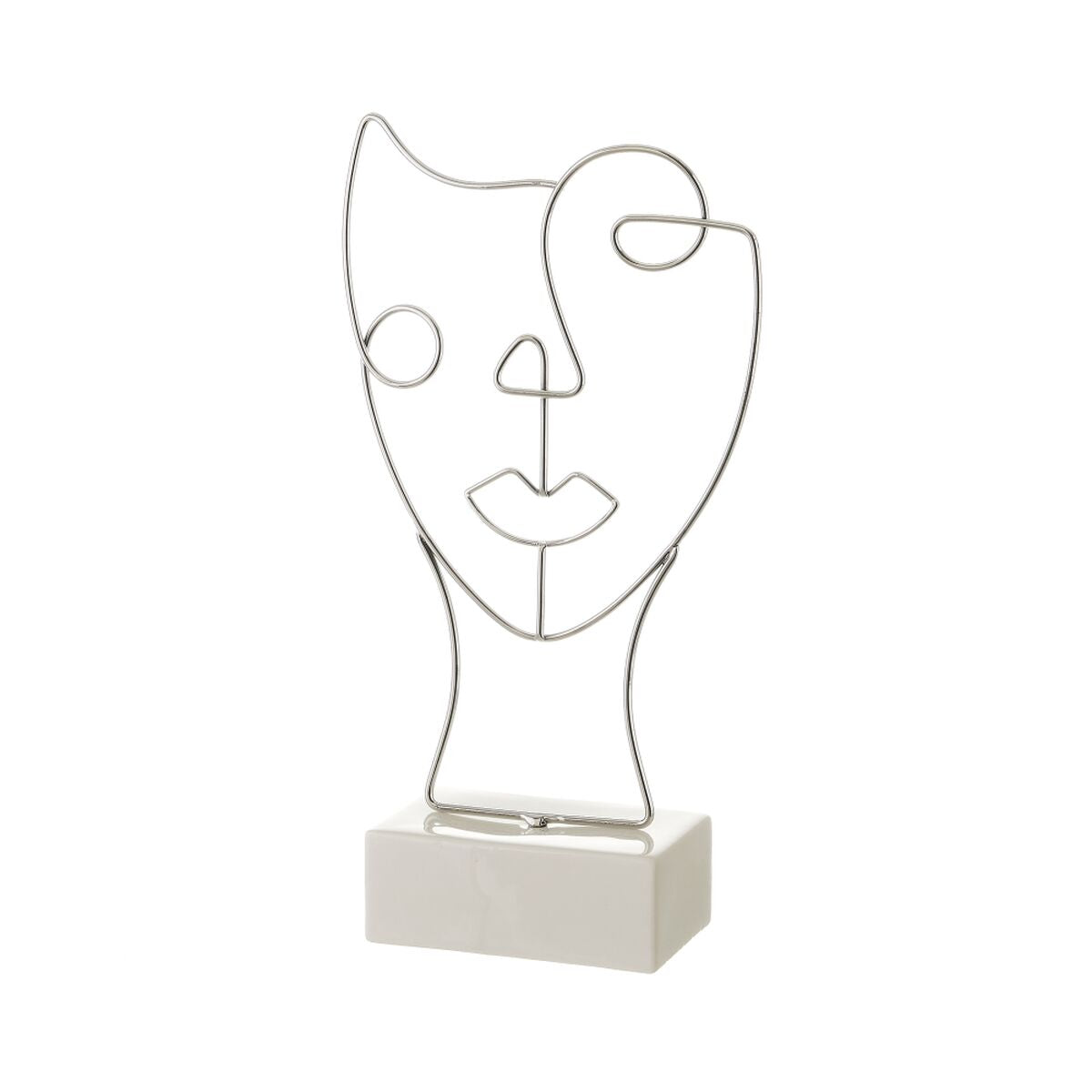 Bigbuy Home Decorative Figure White Silver Ceramic Iron 18,5 X 8 X 34,3 Cm