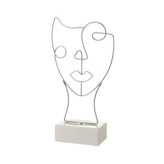 Bigbuy Home Decorative Figure White Silver Ceramic Iron 18,5 X 8 X 34,3 Cm