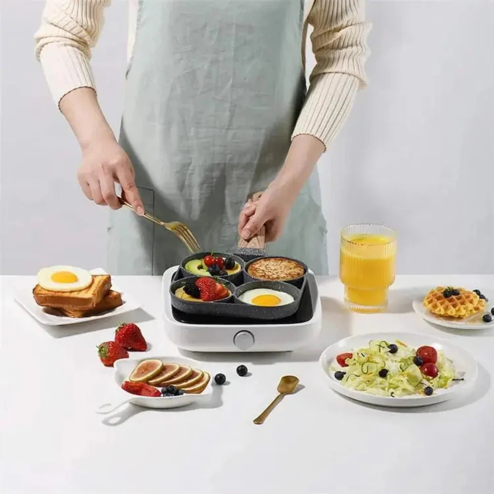 Nonstick Frying Pan With 3 or 4 Partitions Frying Egg Bacon Meat Chicken Snack Multipurpose