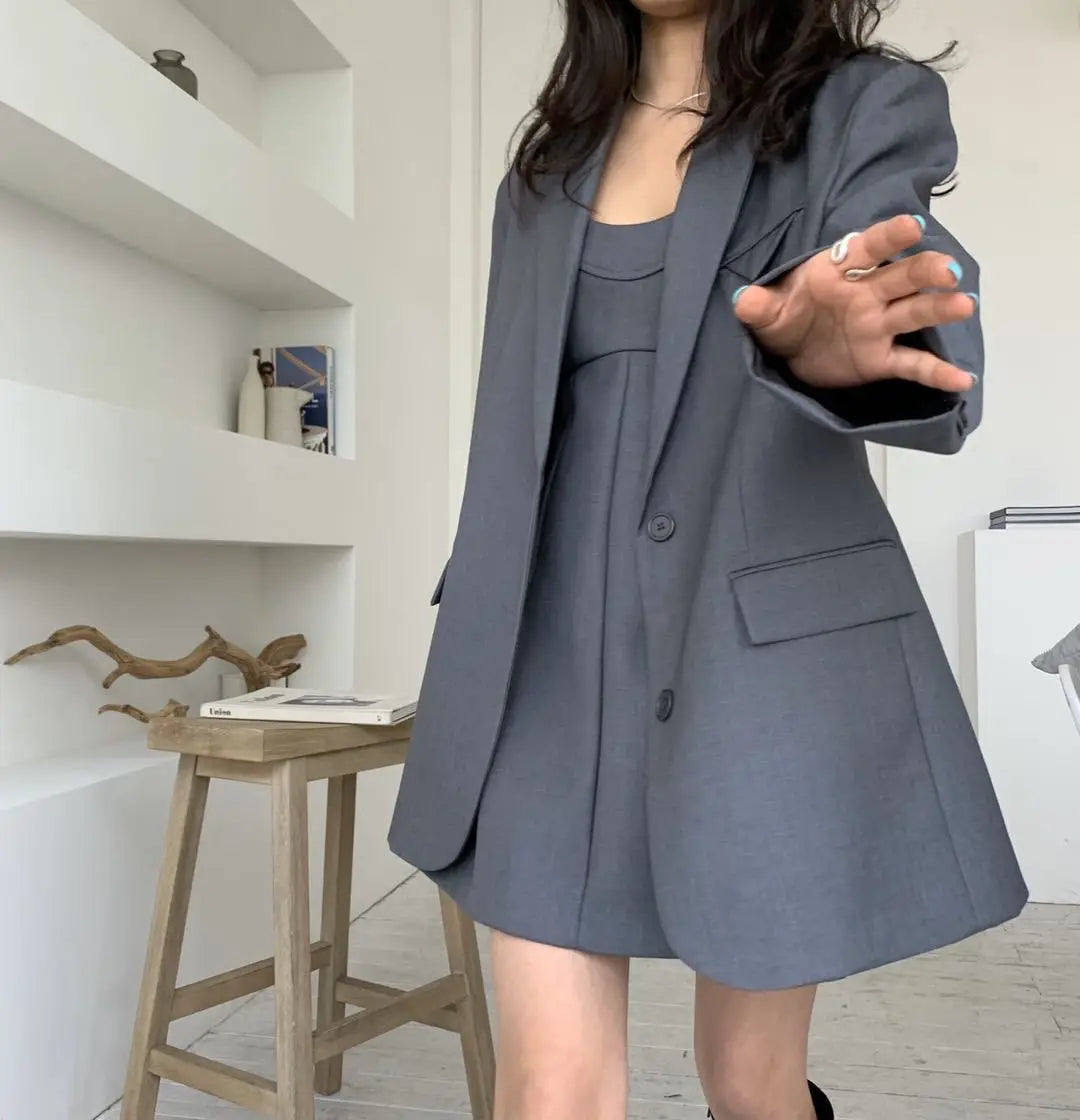 RZIV Spring and autumn high quality stylish women's solid color oversize big loose blazer coat