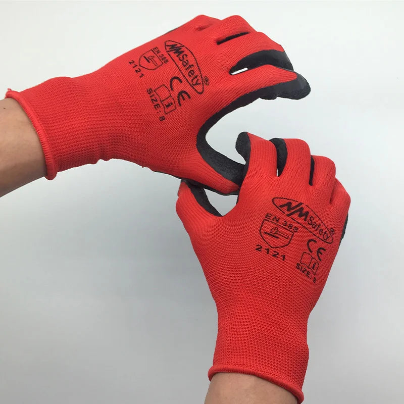 24Pieces/ 12 Pairs Latex Grip Safety Working Glove Construction Garden industry Polyester Gloves For Men or Woman