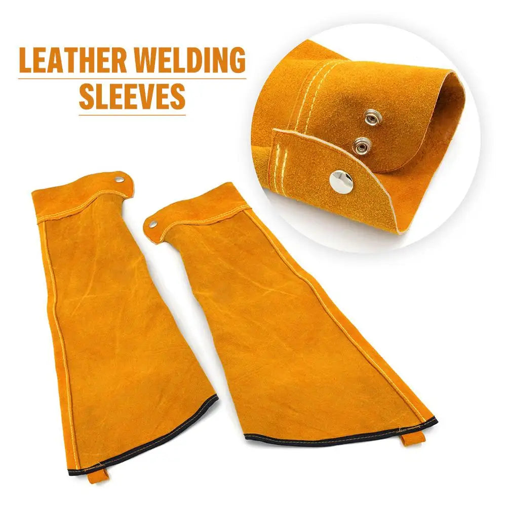 2pcs Heat Resistant Welding Sleeves Spark Resistant Protection Leather Sleeves for Welding