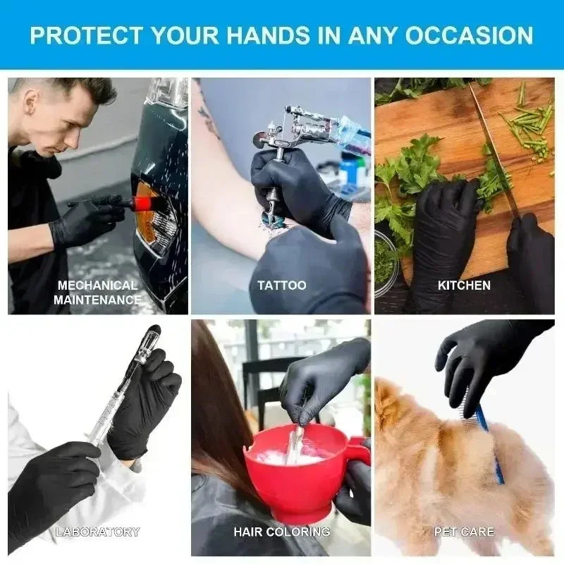 Kitchen Gloves Disposable Nitrile Latex Gloves Black Washing Tableware Housework Car Industry Gardening Pet Care Cooking Tools