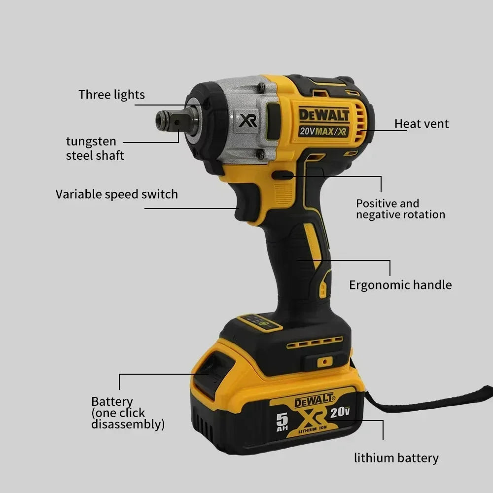 Dewalt DCF880 3300RPM Brushless Impact Wrench High Torque Cordless Electric Wrench Tire Repair Tool 20V Rechargeable Power Tools