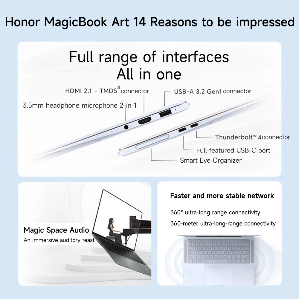 Honor Laptop MagicBook Art 14 2024 Model 14.6-inch OLED Touchscreen Ultra5 /Ultra7 16GB/32GB 1TB/2TB 120 Hz 3.1K Screen Laptop