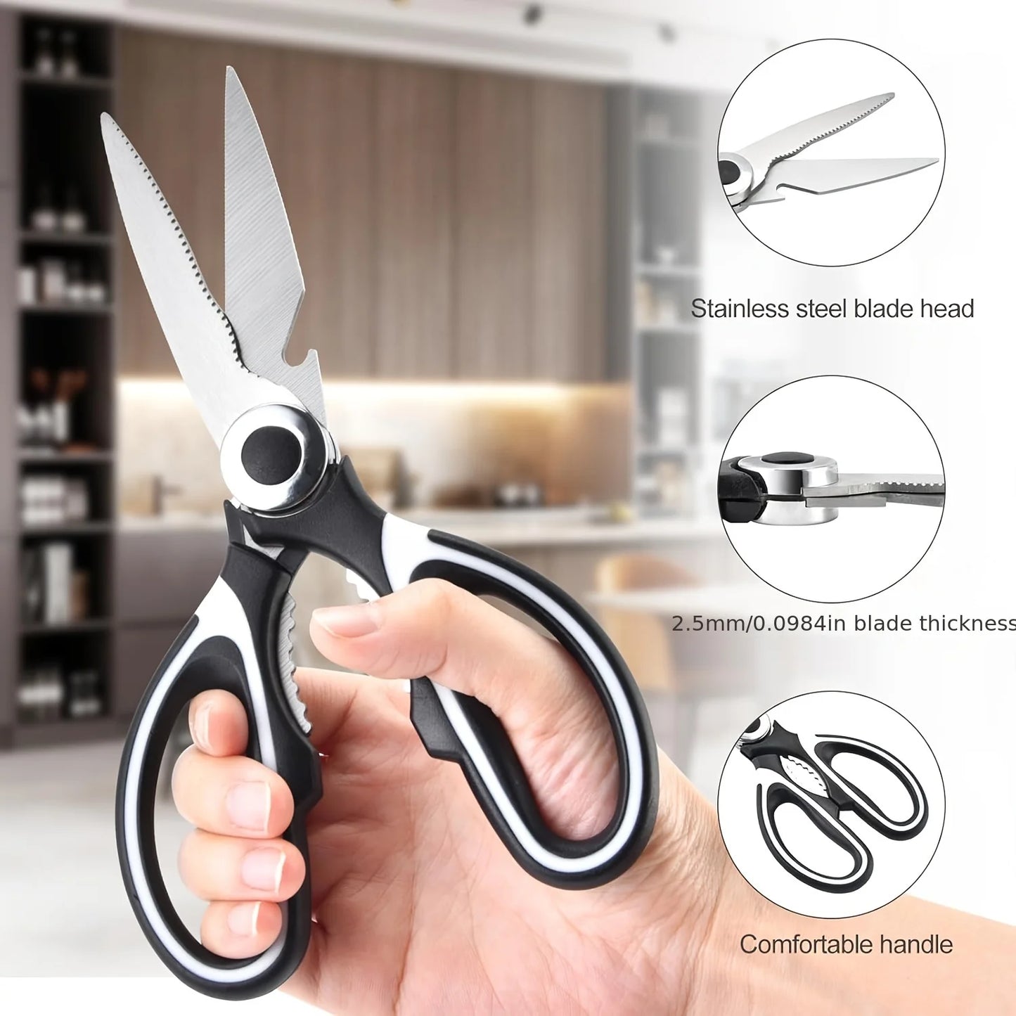 1/3pc Heavy Duty Kitchen Scissors Stainless Steel Food Grade Sharp Shear With Cover for Chicken Bone Walnut Durable Tool Gadgets