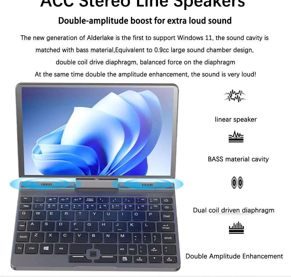 Pocket Laptop 12th Gen Mini Computer Intel Alder Lake N100 4 Core 8" Touch Screen 12G DDR5 Windows 11 Notebook Tablet PC 2 in 1