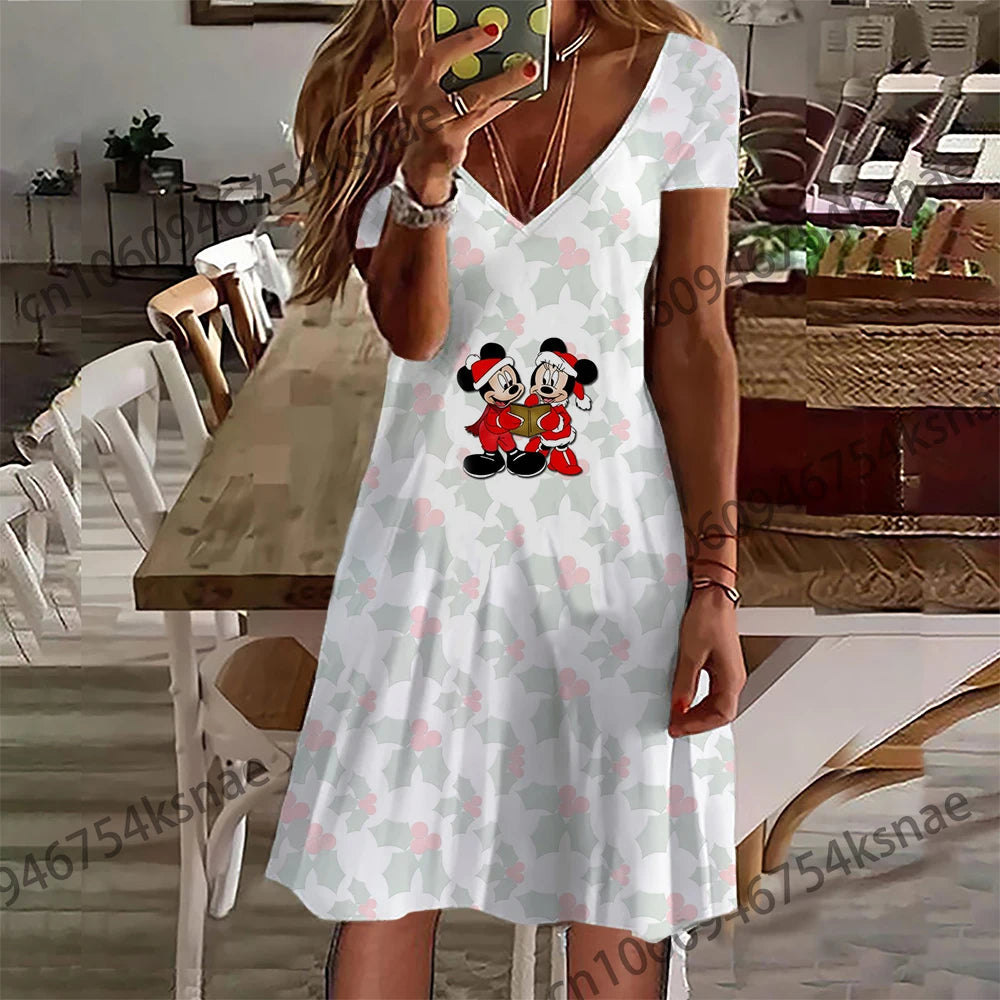 Disney   V Neck Streetwear Women Dress Plus Size Dresses for Women 4xl 5xl 6xl Women's Summer Dress Woman 2022 Skirt Playa Party