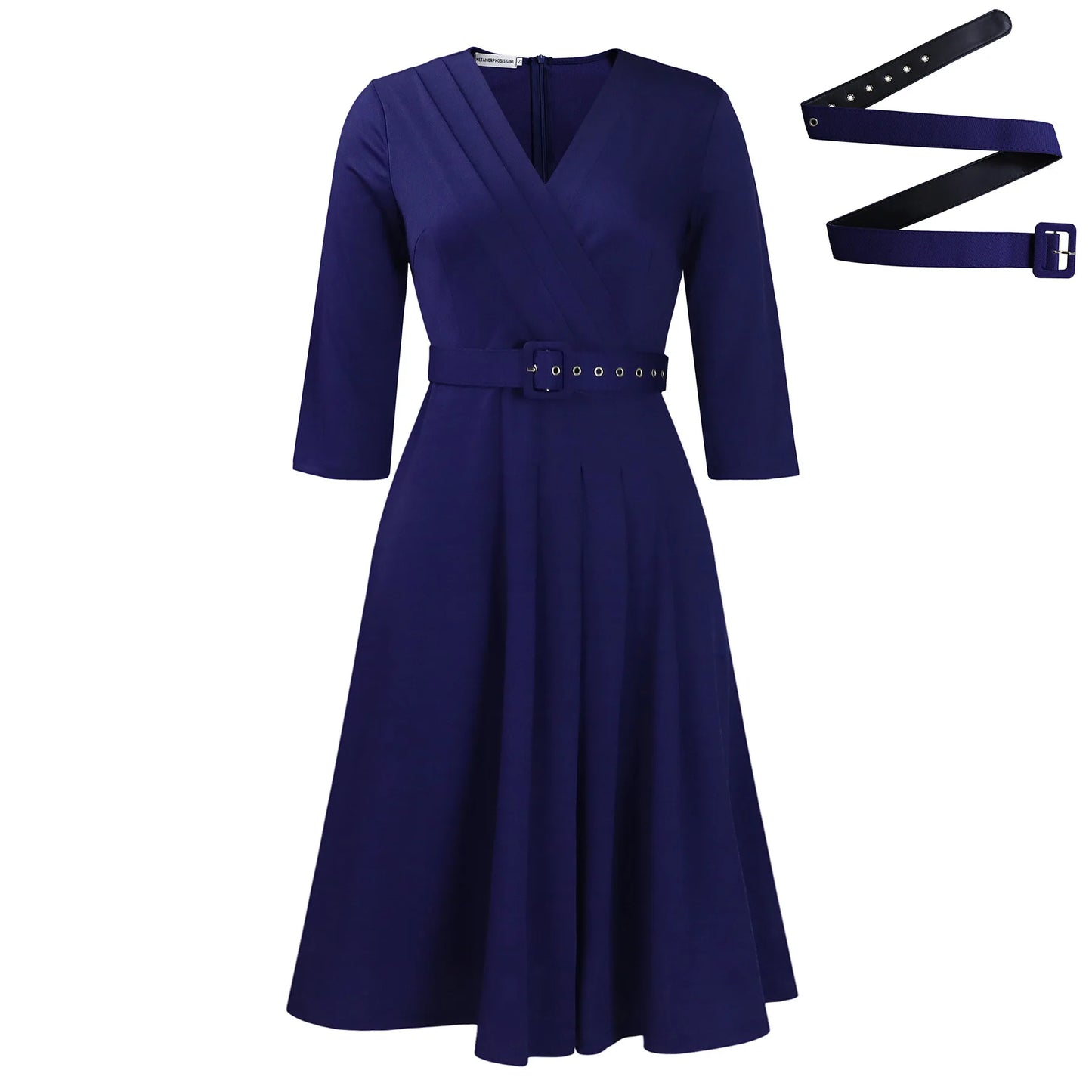 2024 Women's new V-neck fashion temperament pleated elastic temperament elegant dress