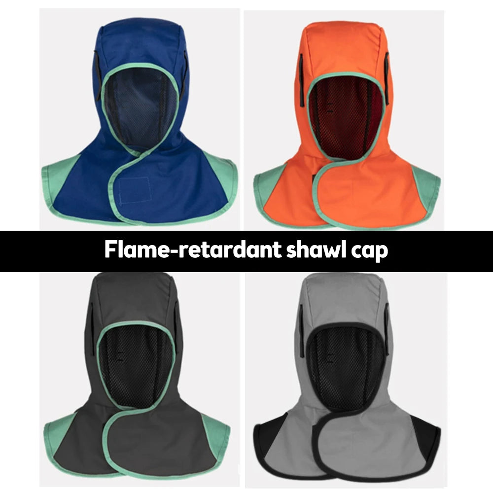 Full Protective Welding Hood for Men Washable Breathable Welding Neck Cover Flame-Retardant Protective Welding Cap for Welder